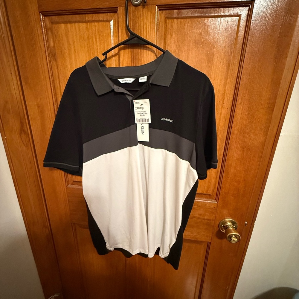 Calvin Klein Black and White Polo Shirt